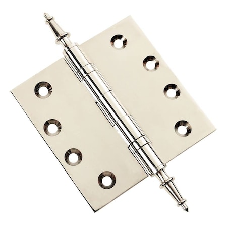 Embassy 4-1/2 x 4-1/2 Solid Brass Ball Bearing Hinge, Polished Nickel Finish Steeple Tips 4545BBUS14S-1